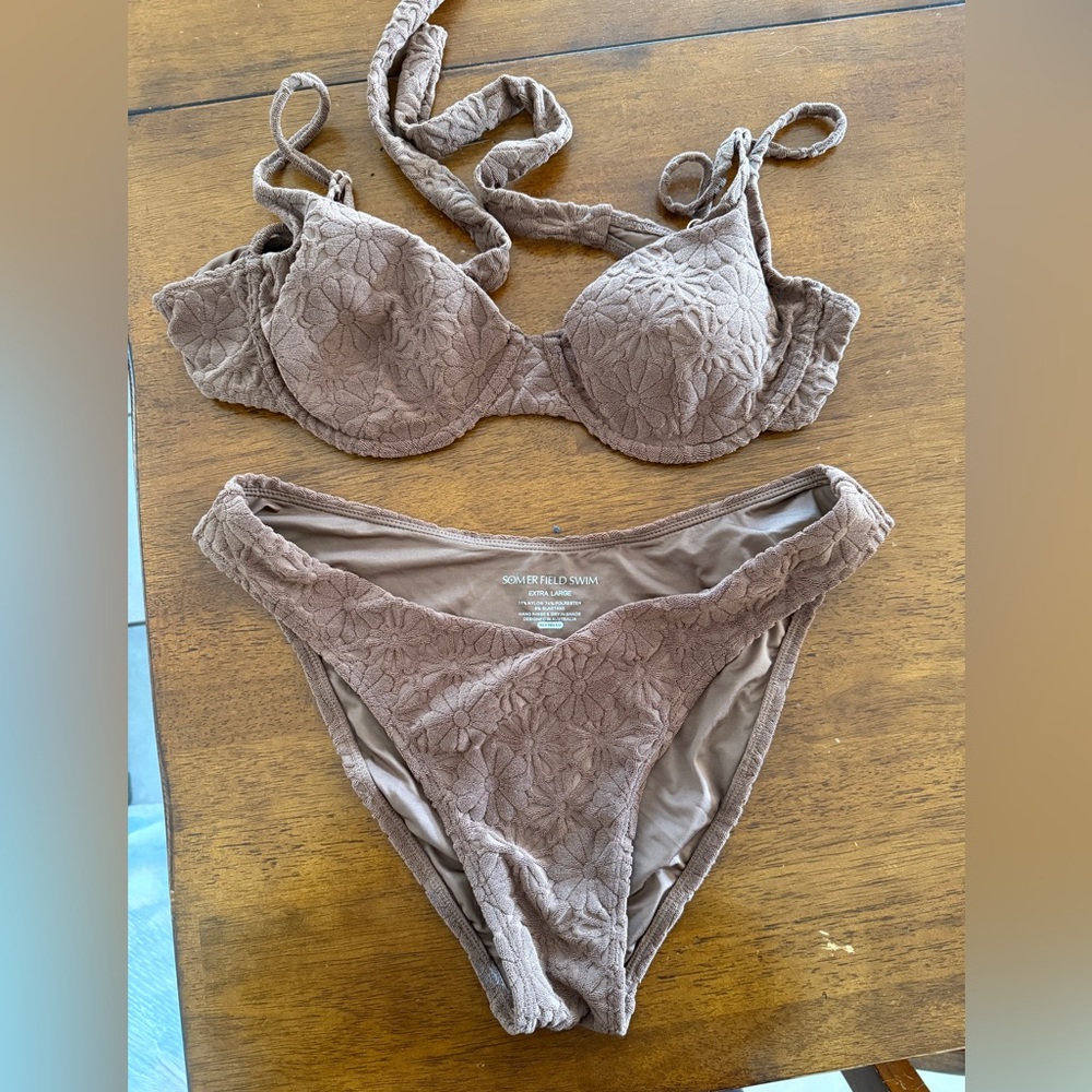 Somerfield Swim Brown Textured Bikini